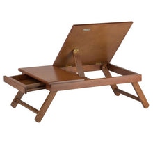 Load image into Gallery viewer, Alden Lap Desk, Flip Top With Drawer, Foldable Legs Teak Brown AS IS(1421)
