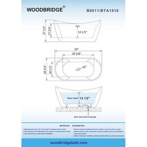 Woodbridge 59"x 28" Freestanding Soaking Bathtub AS IS(796)
