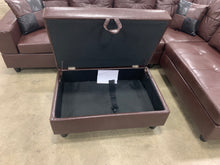 Load image into Gallery viewer, 3 PC Sectional Sofa Set, (Brown) Faux Leather Right -Facing Chaise and storage ottoman
