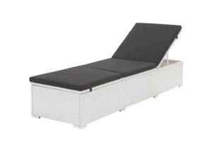 vidaXL Sun Lounger with Cushion Poly Rattan White Patio Pool Day Bed(1890RR)