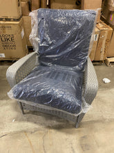 Load image into Gallery viewer, Outdoor Wicker Patio Chair Set with Cushions Grey/Navy
