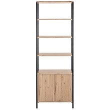 Load image into Gallery viewer, 70.8 in. Oak/Black Metal 4-shelf Etagere Bookcase with Open Back(1593)
