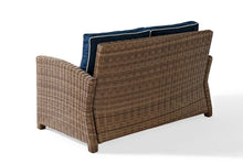 Load image into Gallery viewer, Crosley Bradenton Wicker Outdoor Loveseat with Navy Cushions #143-NT
