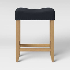 Rumford 24”Saddle Counter Stool with Wood Legs Navy/Natural 2pk(1367-2boxes)