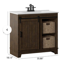 Load image into Gallery viewer, Trogdon Sliding Barn Door 36” Single Bathroom Vanity without sink.

