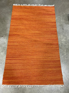 Solid Hand-Woven Sunset Orange Area Rug 3 x 5’3”(1684RR)