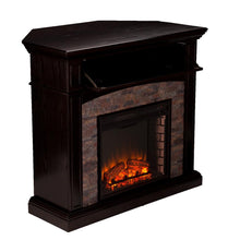 Load image into Gallery viewer, Newburgh 45.5 in. W Faux Stone Corner Media Fireplace in Ebony AS IS(730)
