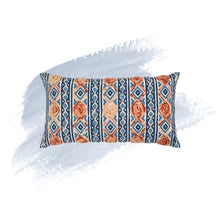 Load image into Gallery viewer, Blue/Orange Brecken Cotton Geometric Lumbar Pillow 331 DC
