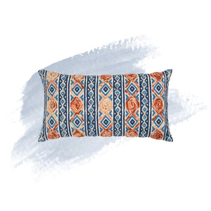 Blue/Orange Brecken Cotton Geometric Lumbar Pillow 331 DC