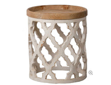 Load image into Gallery viewer, Fir Wood Side Table Distressed White/Natural

