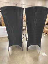 Load image into Gallery viewer, Black Resin Wicker Outdoor Patio King Chairs With Beige Cushions Set of 2
