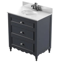 Load image into Gallery viewer, 30 in. Bath Vanity in Gray with Cottage Dresser Style with White Stone Top and Basin
