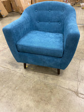Load image into Gallery viewer, Mid Century Button Tufted Armchair Blue
