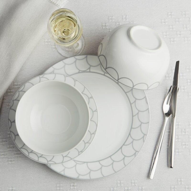 White/Gray Donovan 12 Piece Dinnerware Set (1933RR)