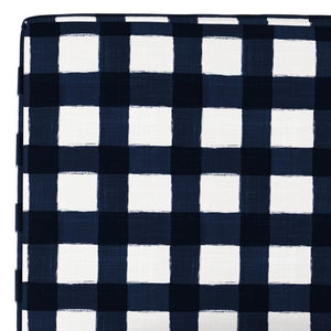 Harper Box Seam Panel Headboard Twin Navy/White Plaid