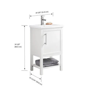 Taylor 20 in. W x 15 in. D x 34 in. H Bath Vanity in White with Ceramic Vanity Top in White with White Basin MRM2452