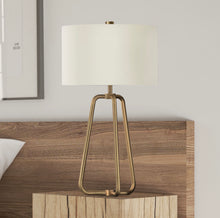 Load image into Gallery viewer, Bryan Table Lamp-Golden Antique Brass with Linen shade #310MM
