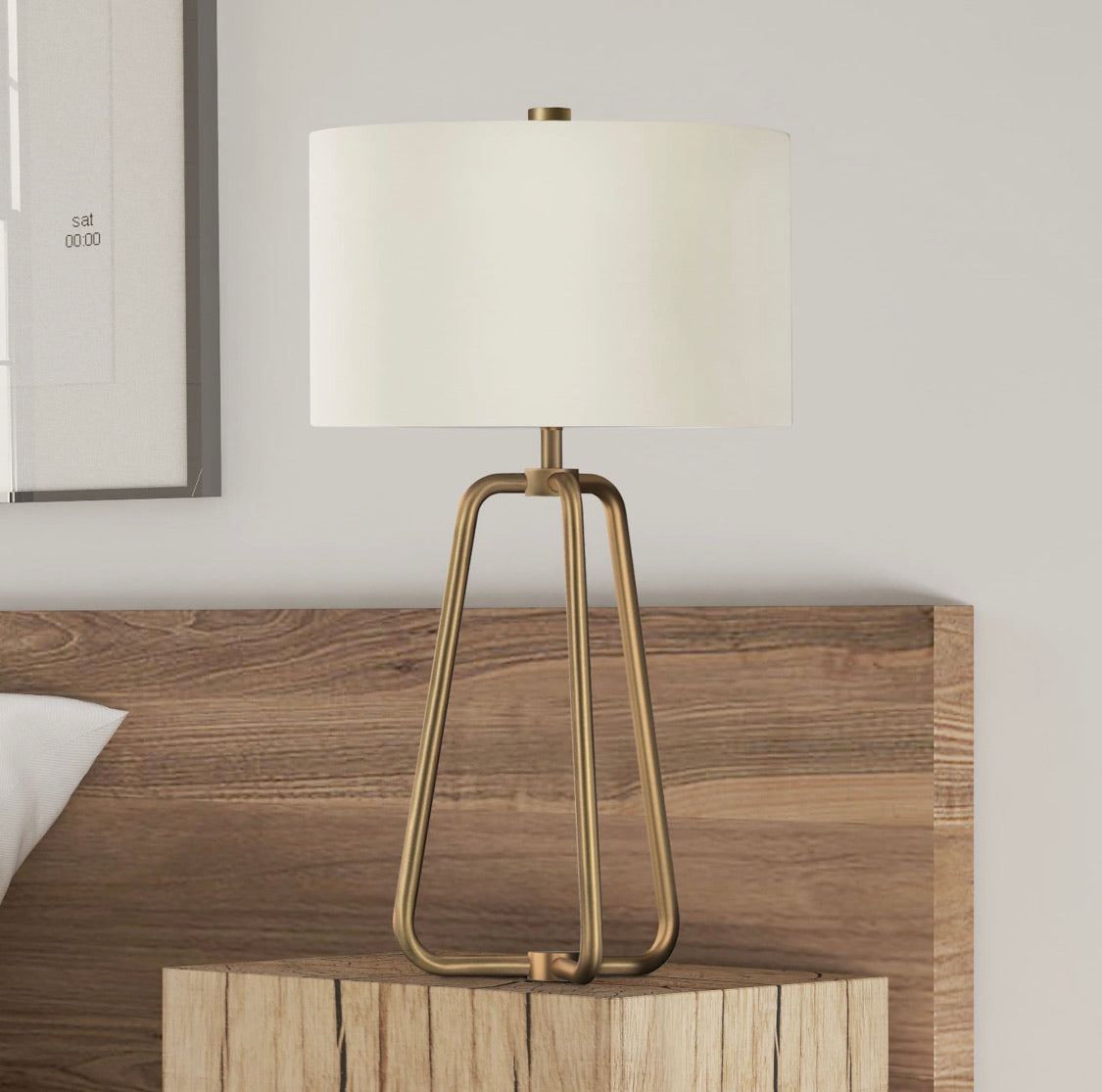 Bryan Table Lamp-Golden Antique Brass with Linen shade #310MM