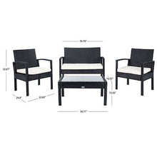 Load image into Gallery viewer, Safavieh Bassey 4-Piece Metal Frame Patio Conversation Set with Cushions #160-NT
