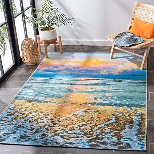 Safavieh Barbados Collection BAR581C Tropical Sunset Indoor/ Outdoor Area Rug 5’3” x 7’6” #267-NT