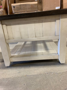 Farmhouse Whitewash Coffee Table with 3 Universal Drawers