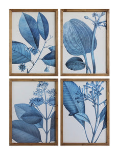 ‘Blue Botanical’-4 Piece Picture Frame Graphic Art Print Set on Paper #5517
