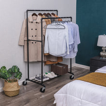 Load image into Gallery viewer, Rebrilliant Anja 39.38" W Double Rail Garment Rack Black #166HW
