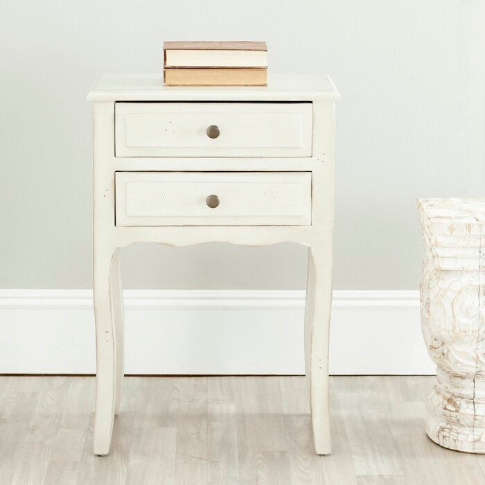 Joanna 2 - Drawer Solid Wood Nightstand Antique White(1453)