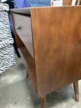 Load image into Gallery viewer, Mid-Century Solid Wood 1 Drawer Nightstand-Walnut
