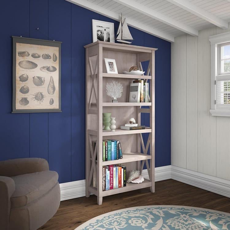 Key West 5 Shelf Bookcase in Washed Gray(1954RR)