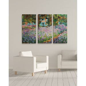 A Premium 'Irises in Garden' by Claude Monet Painting Multi-Piece Image on Canvas #67HW