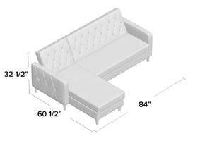 Liberty 84" Reversible Sleeper Sectional -Light Grey