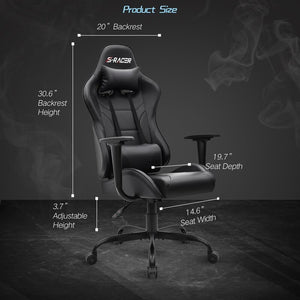 Black High-Back PC & Racing Game Chair Black(1097)