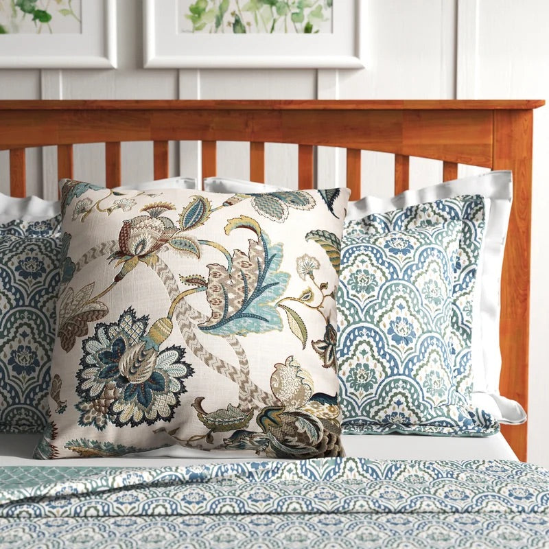 Polla Cotton Floral Throw Pillow #47ms