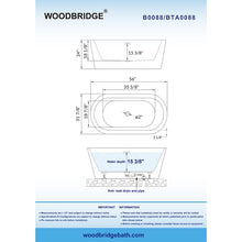 Load image into Gallery viewer, Woodbridge 56&quot; x 31&quot; Freestanding Soaking Bathtub White AS IS(1075)
