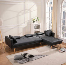 Load image into Gallery viewer, Oliveira Leather 70” Reversible Sleeper Section #15HW

