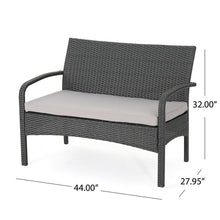 Load image into Gallery viewer, Lauer 4 Piece Rattan Sofa Seating Group with Cushions Gray/Silver(1124)
