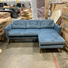 Load image into Gallery viewer, Stax Dust Blue Velvet Reversible Sofa &amp; Chaise
