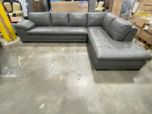 124" Wide Leather Match Sofa & Chaise 6609RR-OB