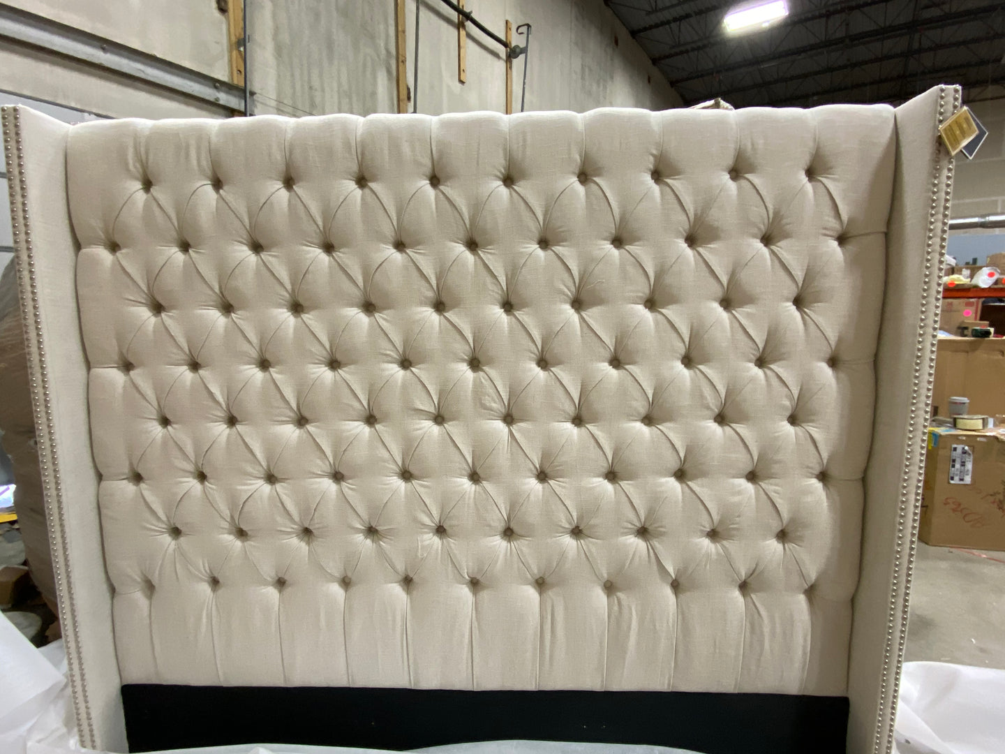 Candice Upholstered Wingback Headboard King Cream 3475RR