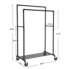 Load image into Gallery viewer, Rebrilliant Anja 39.38" W Double Rail Garment Rack Black #166HW
