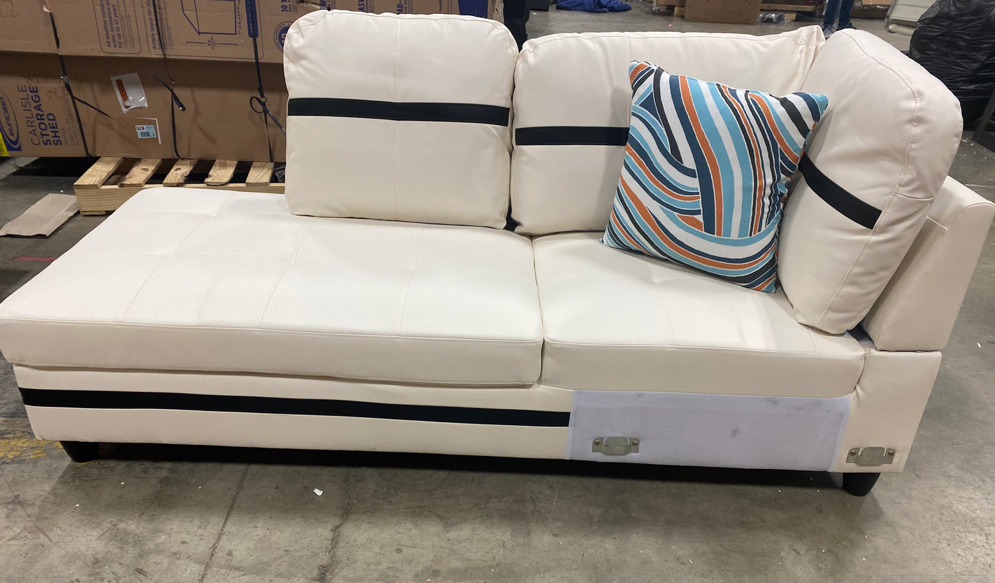 Lifestyle Furniture, Faux Leather, White CHAISE ONLY