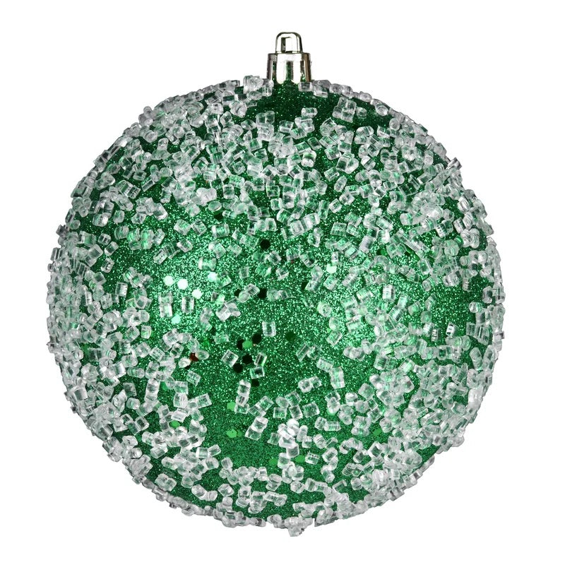 Glitter hail ball ornament set of 4 (4.75”x4.75”) green #961nd