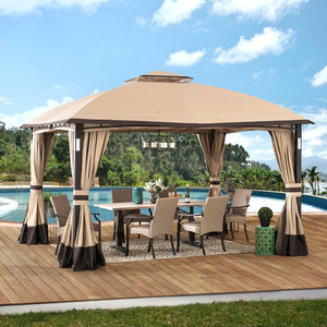 Moorehead 12 Ft. W x 10 Ft. D Steel Patio Gazebo Tan/Brown(1355)