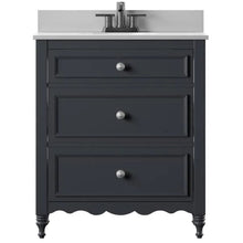 Load image into Gallery viewer, 30 in. Bath Vanity in Gray with Cottage Dresser Style with White Stone Top and Basin
