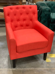 Tufted Accent Chair-Atomic Red