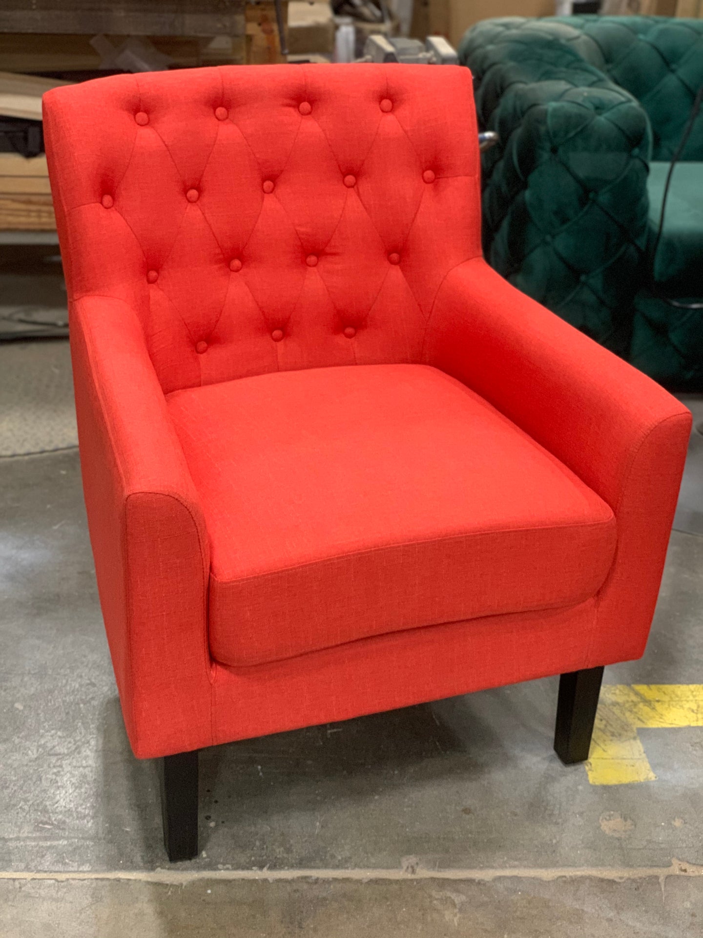 Tufted Accent Chair-Atomic Red