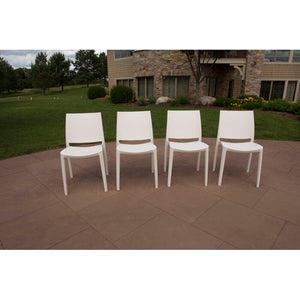Loggins 4pc Stacking Plastic Patio Chairs White AS IS(653)