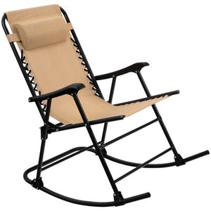 Foldable Rocking Zero Gravity Chair-Beige #4724