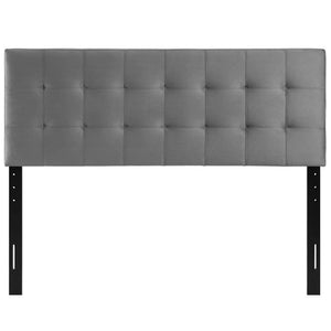 Lily Biscuit Tufted Velvet Headboard Full Gray(1340)
